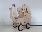 Деревянная коляска для девочек/Ручная работа/Комплект белья в подарок!